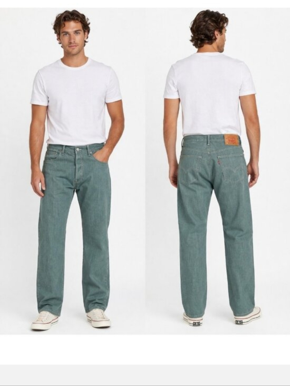 Levi's 501 Men's Straight-Leg Jeans in Teal Green - Classic Five-Pocket
